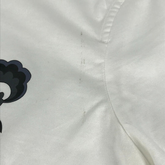HERMES Short sleeve T-shirt cotton white logo Microcartouche Women 38 Used Authentic