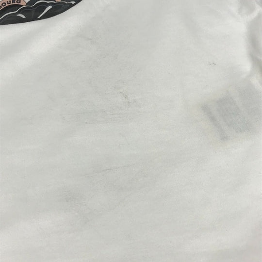 HERMES Short sleeve T-shirt cotton white logo Microcartouche Women 38 Used Authentic