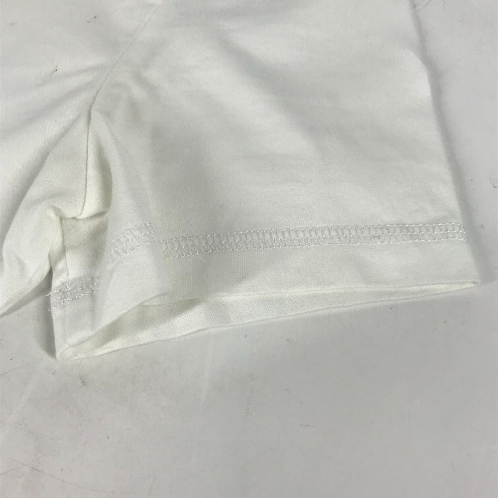 HERMES Short sleeve T-shirt cotton white logo Microcartouche Women 38 Used Authentic
