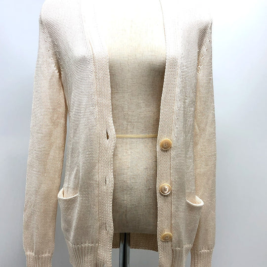 HERMES cardigan silk beige Outerwear Long Sleeve Women 36 Used Authentic