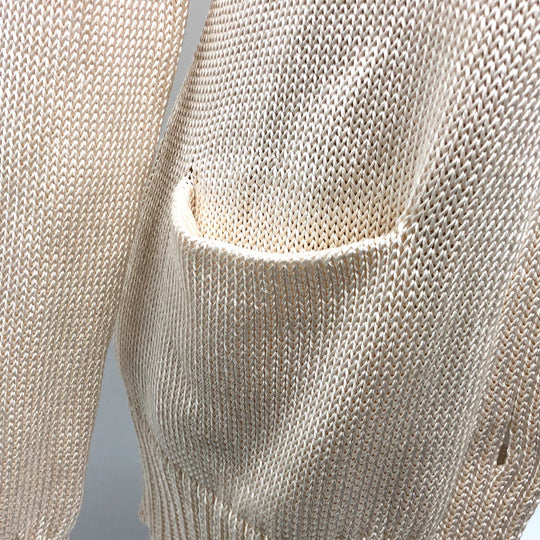 HERMES cardigan silk beige Outerwear Long Sleeve Women 36 Used Authentic