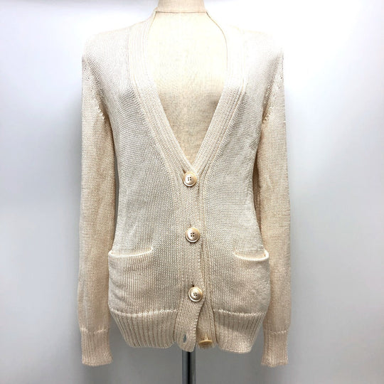 HERMES cardigan silk beige Outerwear Long Sleeve Women 36 Used Authentic