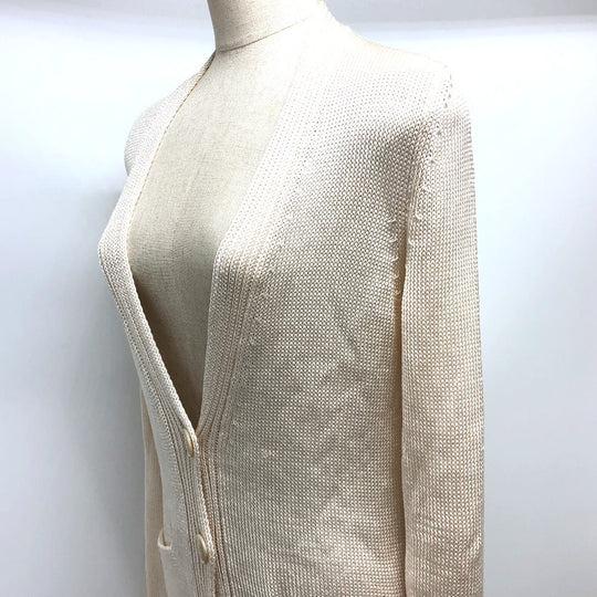 HERMES cardigan silk beige Outerwear Long Sleeve Women 36 Used Authentic