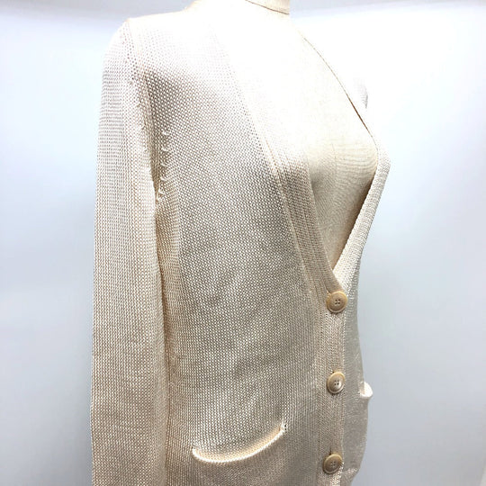 HERMES cardigan silk beige Outerwear Long Sleeve Women 36 Used Authentic