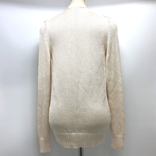 HERMES cardigan silk beige Outerwear Long Sleeve Women 36 Used Authentic