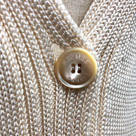 HERMES cardigan silk beige Outerwear Long Sleeve Women 36 Used Authentic