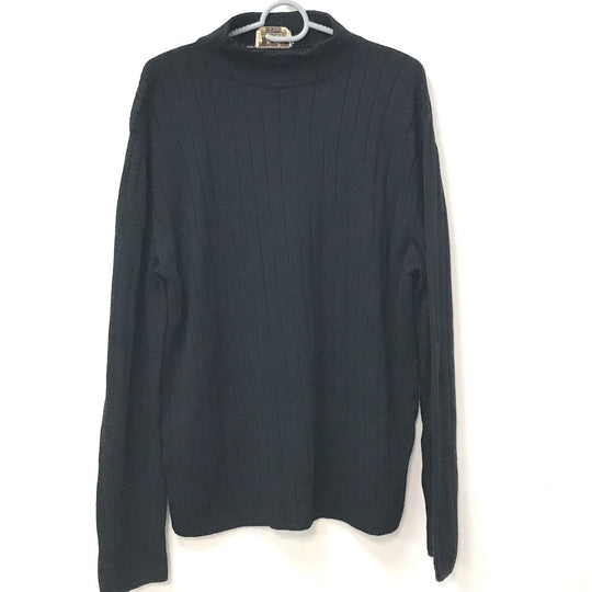 HERMES sweater Wool, Silk, Cashmere black Turtleneck Long Sleeve Apparel stripe mens L Used Authentic