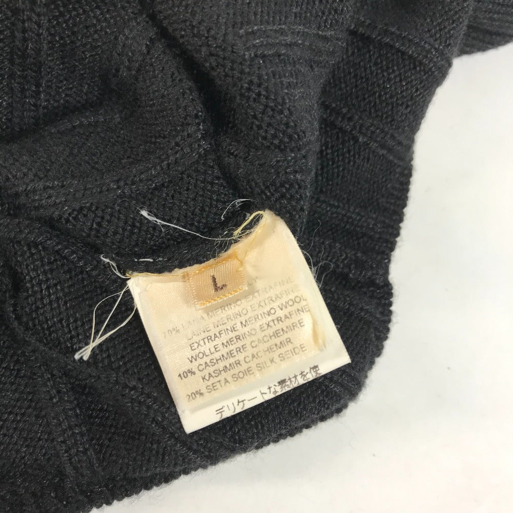 HERMES sweater Wool, Silk, Cashmere black Turtleneck Long Sleeve Apparel stripe mens L Used Authentic