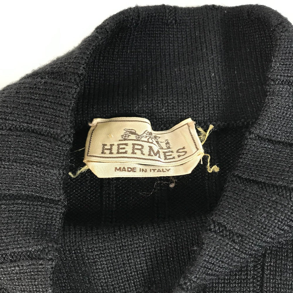 HERMES sweater Wool, Silk, Cashmere black Turtleneck Long Sleeve Apparel stripe mens L Used Authentic