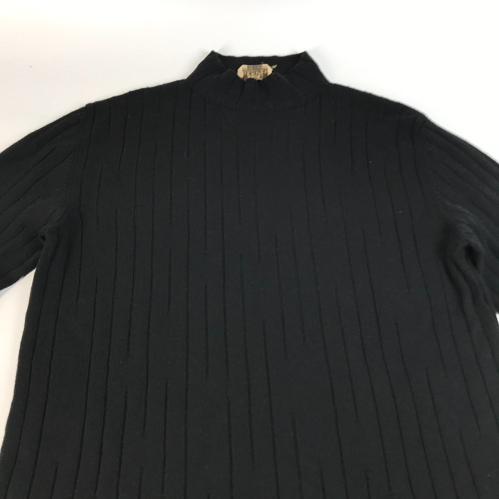 HERMES sweater Wool, Silk, Cashmere black Turtleneck Long Sleeve Apparel stripe mens L Used Authentic