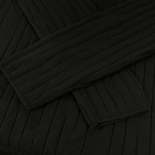 HERMES sweater Wool, Silk, Cashmere black Turtleneck Long Sleeve Apparel stripe mens L Used Authentic