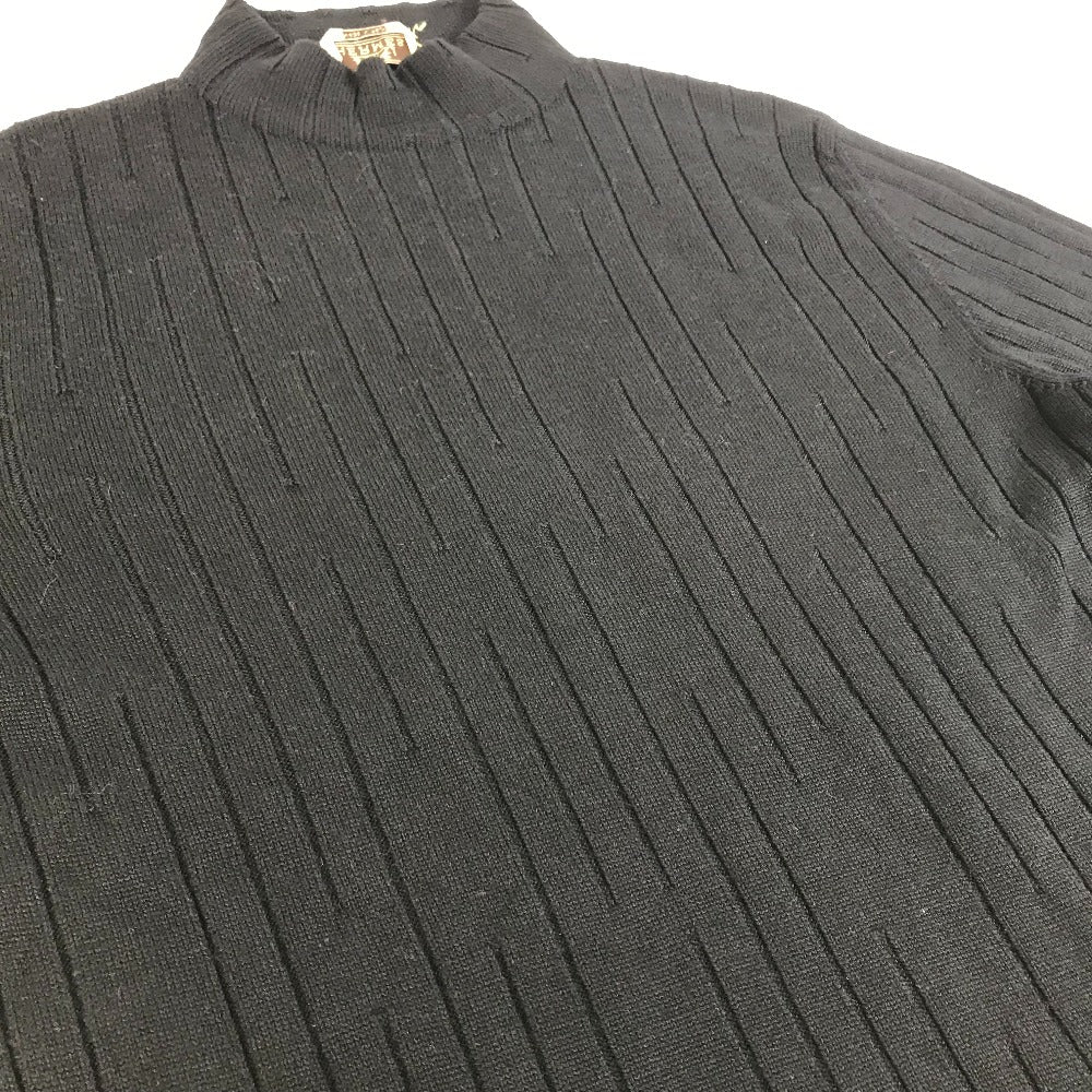 HERMES sweater Wool, Silk, Cashmere black Turtleneck Long Sleeve Apparel stripe mens L Used Authentic