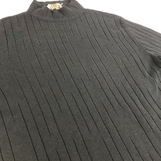 HERMES sweater Wool, Silk, Cashmere black Turtleneck Long Sleeve Apparel stripe mens L Used Authentic