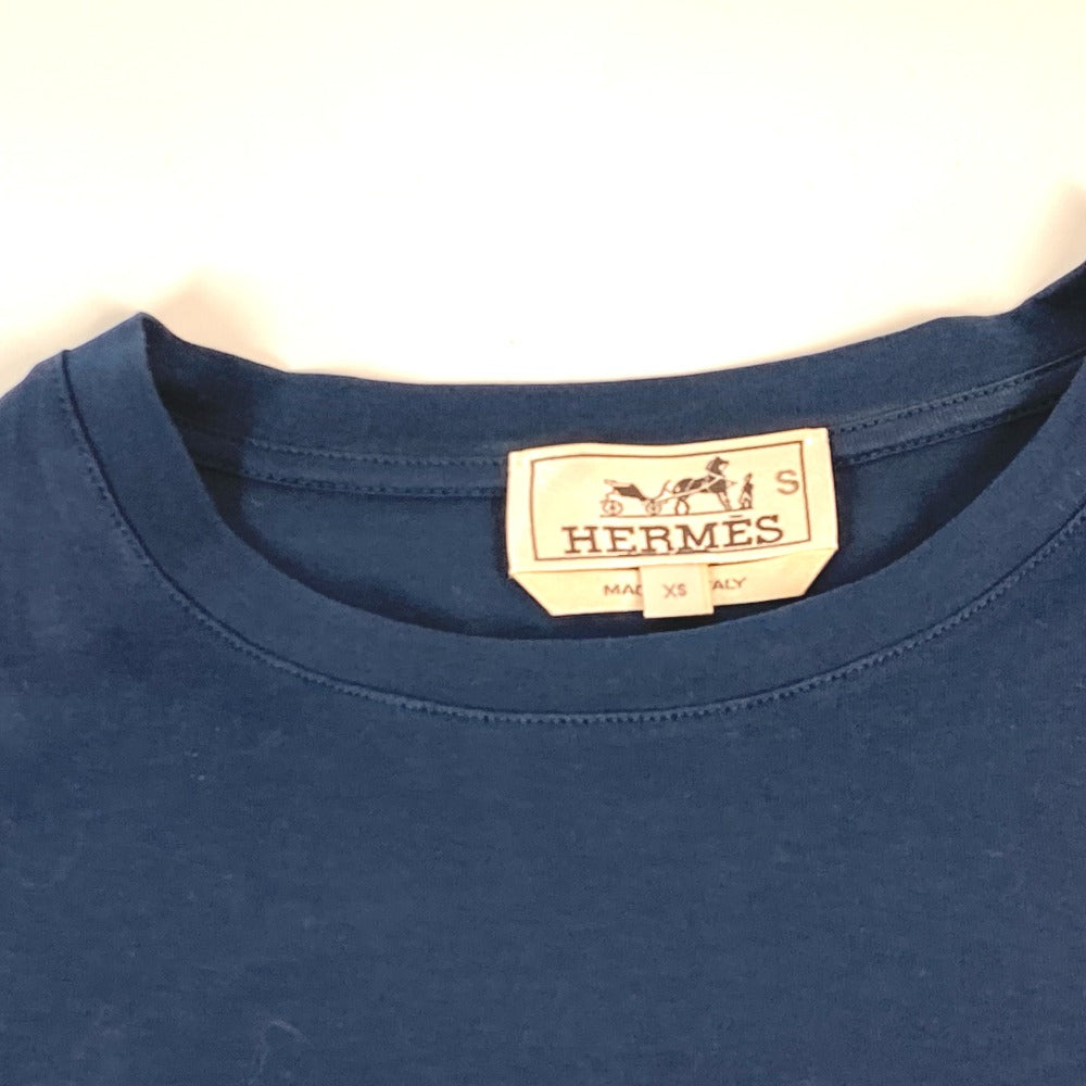 HERMES Short sleeve T-shirt cotton Navy logo IMPRIME HERMES ODYSEE XS