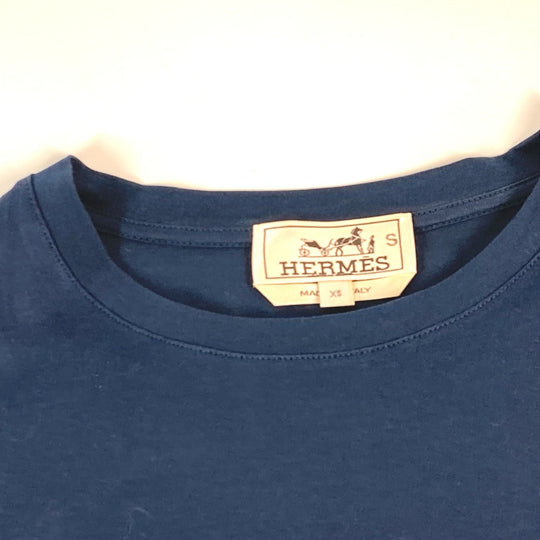 HERMES Short sleeve T-shirt cotton Navy logo IMPRIME HERMES ODYSEE XS