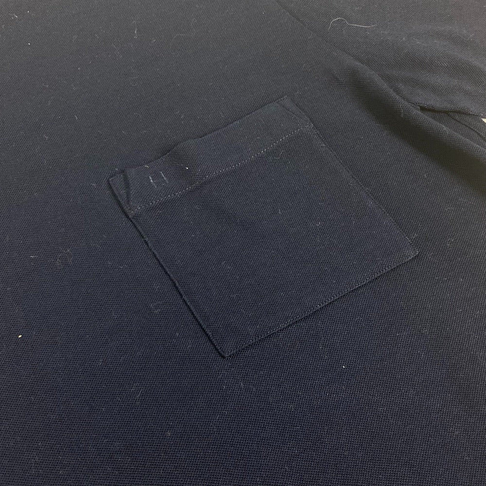 HERMES Short sleeve T-shirt cotton Navy pocket logo M
