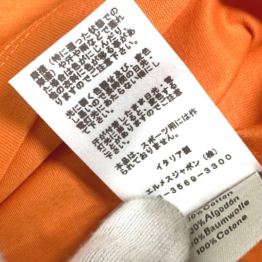HERMES Short sleeve T-shirt cotton Orange logo mens M Used Authentic