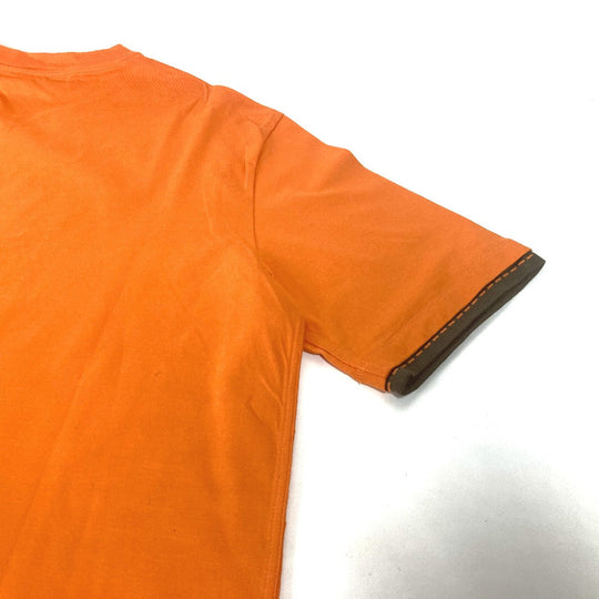 HERMES Short sleeve T-shirt cotton Orange logo mens M Used Authentic