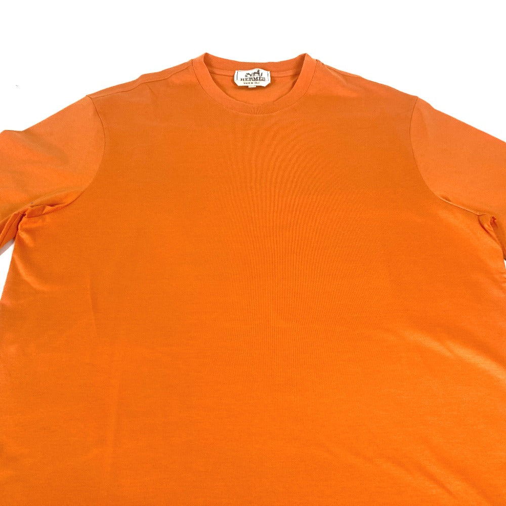 HERMES Short sleeve T-shirt cotton Orange logo mens M Used Authentic
