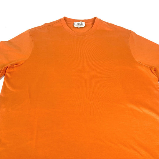 HERMES Short sleeve T-shirt cotton Orange logo mens M Used Authentic