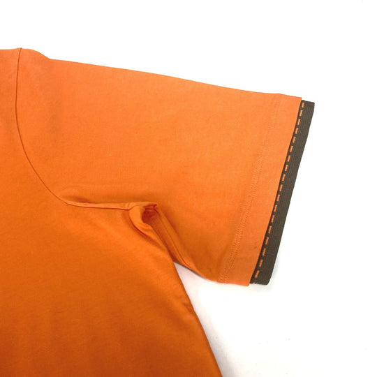 HERMES Short sleeve T-shirt cotton Orange logo mens M Used Authentic