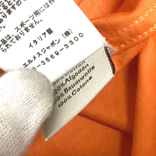 HERMES Short sleeve T-shirt cotton Orange logo mens M Used Authentic