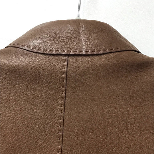 HERMES Blouson leather Brown Limited to 5 bottles worldwide apparel Women 38 Used Authentic