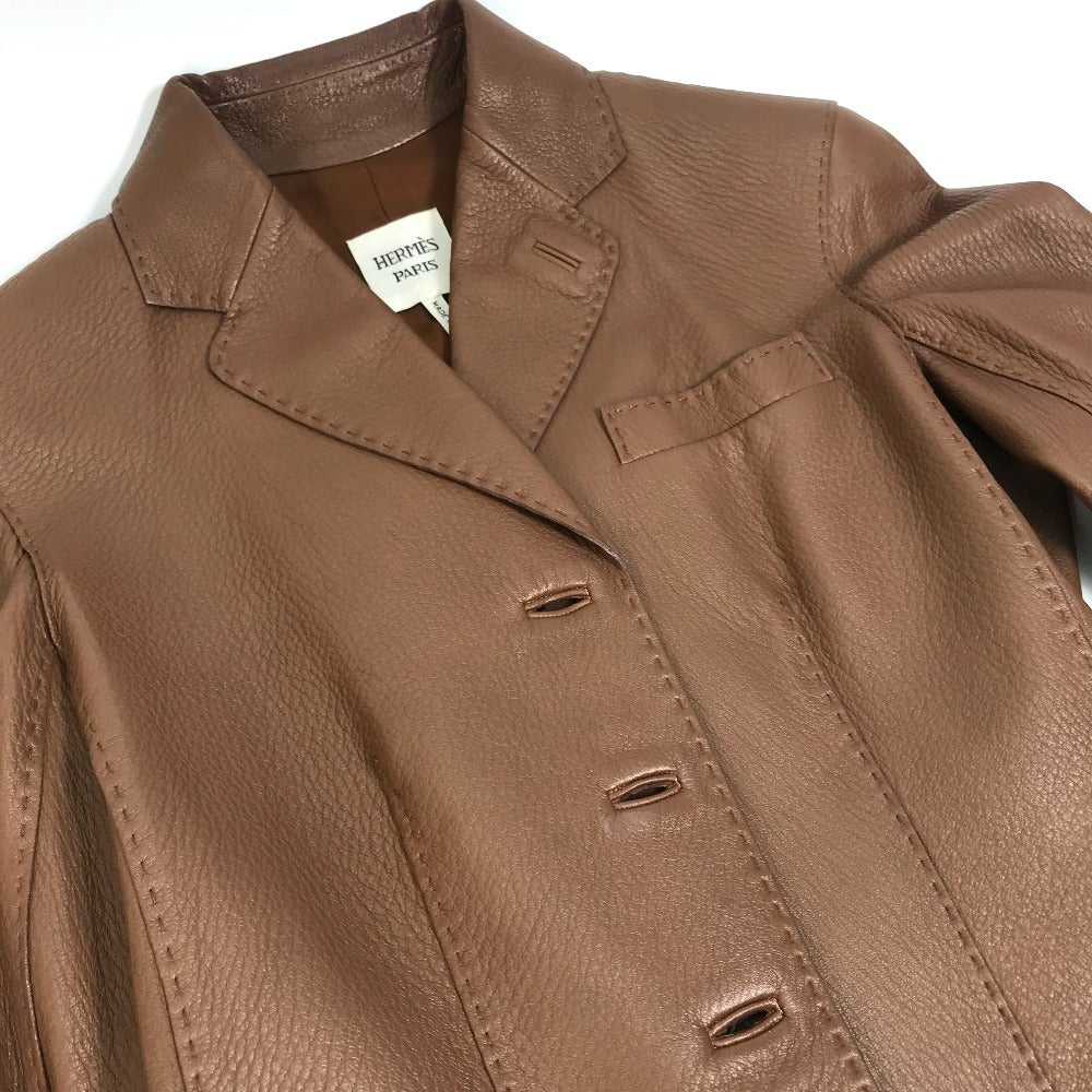 HERMES Blouson leather Brown Limited to 5 bottles worldwide apparel Women 38 Used Authentic