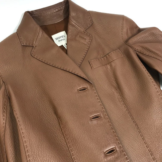 HERMES Blouson leather Brown Limited to 5 bottles worldwide apparel Women 38 Used Authentic