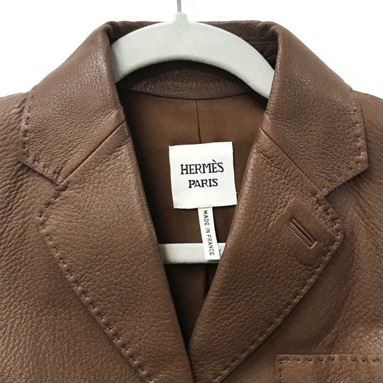 HERMES Blouson leather Brown Limited to 5 bottles worldwide apparel Women 38 Used Authentic