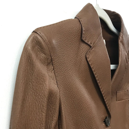 HERMES Blouson leather Brown Limited to 5 bottles worldwide apparel Women 38 Used Authentic