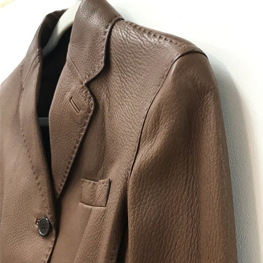 HERMES Blouson leather Brown Limited to 5 bottles worldwide apparel Women 38 Used Authentic