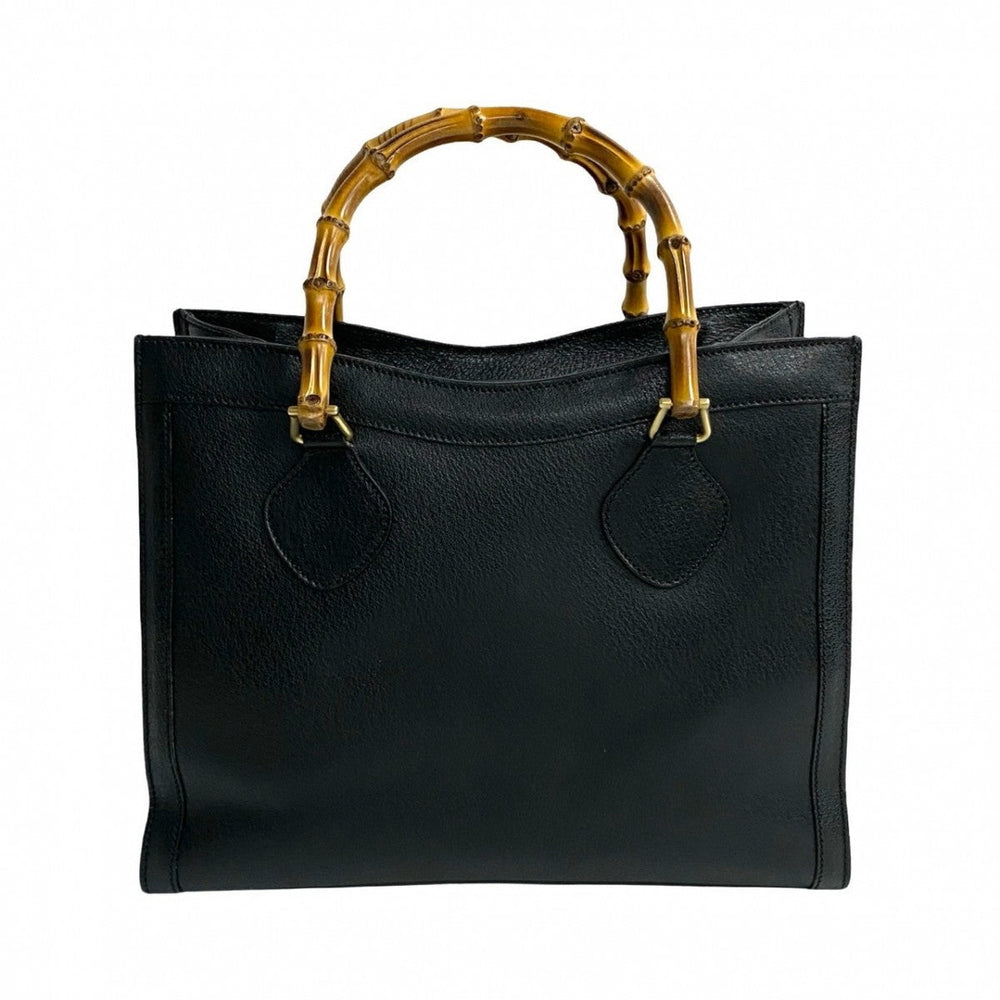 GUCCI Handbag leather black Bamboo Old Gucci