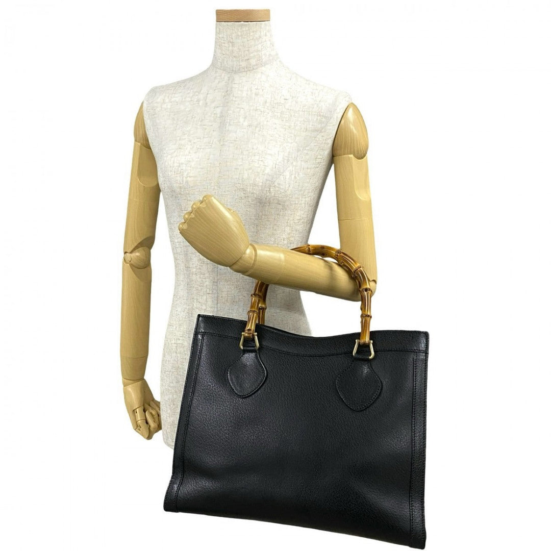 GUCCI Handbag leather black Bamboo Old Gucci