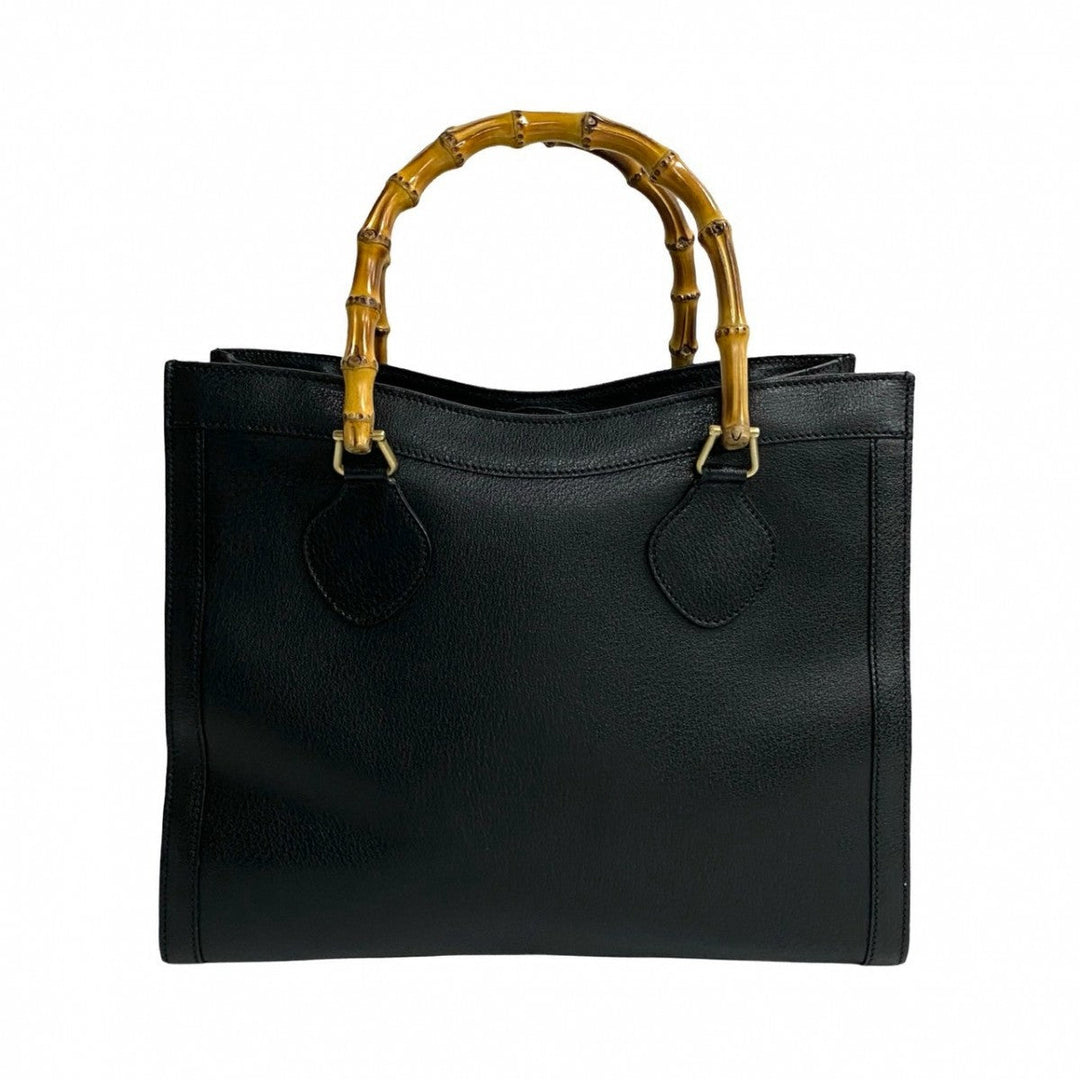 GUCCI Handbag leather black Bamboo Old Gucci