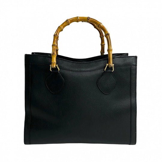 GUCCI Handbag leather black Bamboo Old Gucci