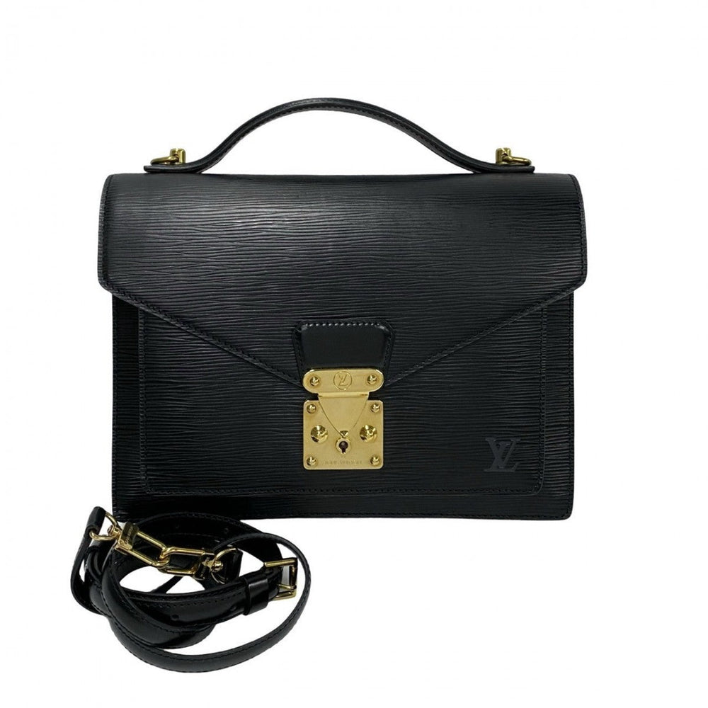 LOUIS VUITTON Shoulder Bag Epi Leather black Epi Monceau