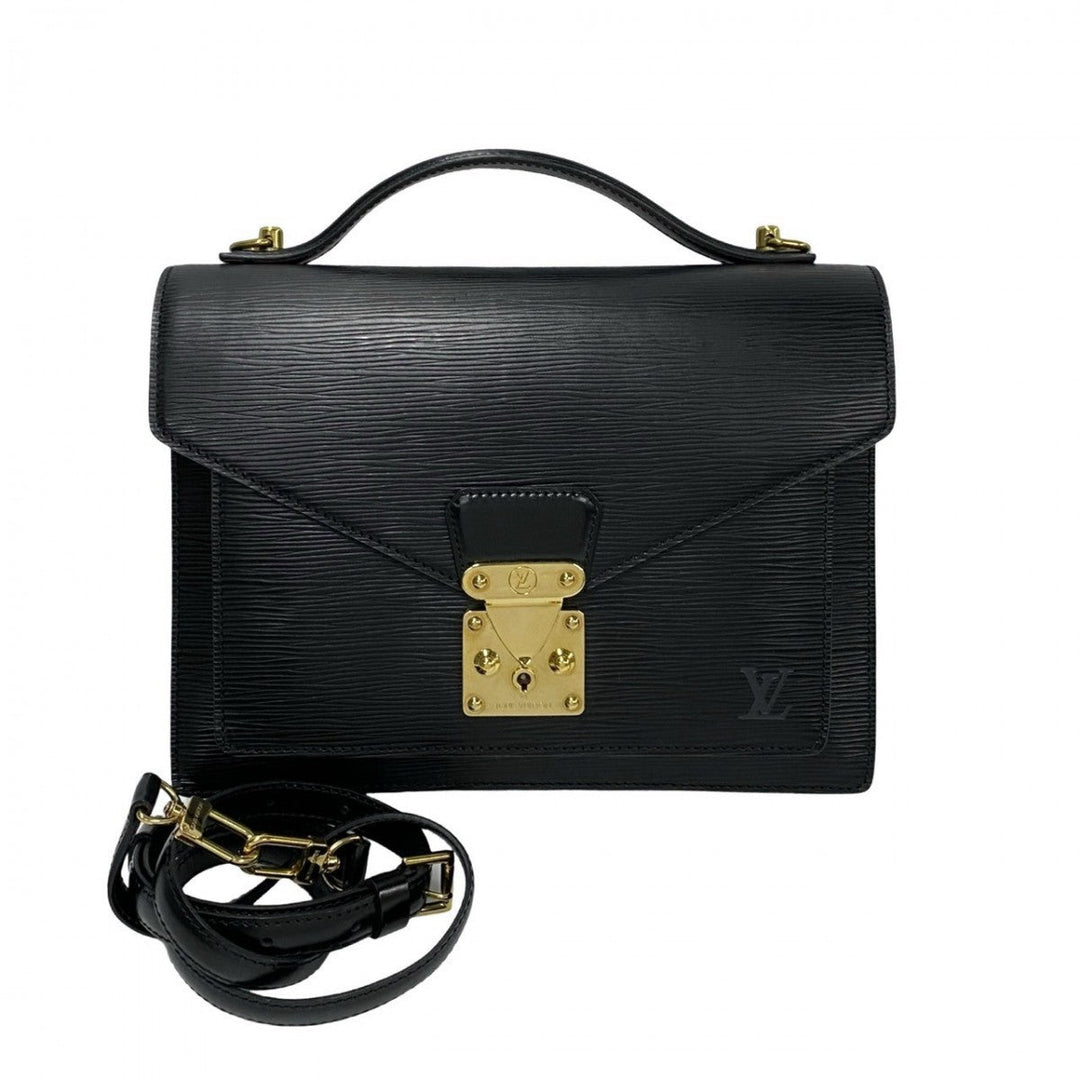 LOUIS VUITTON Shoulder Bag Epi Leather black Epi Monceau