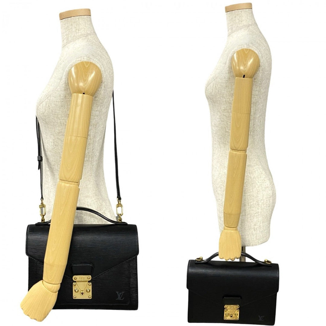 LOUIS VUITTON Shoulder Bag Epi Leather black Epi Monceau