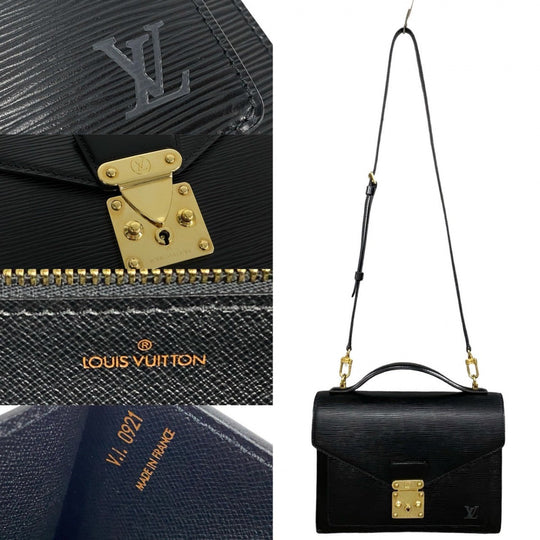 LOUIS VUITTON Shoulder Bag Epi Leather black Epi Monceau