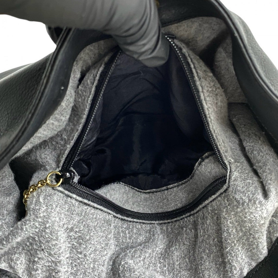 GUCCI Shoulder Bag leather black Bamboo Old Gucci