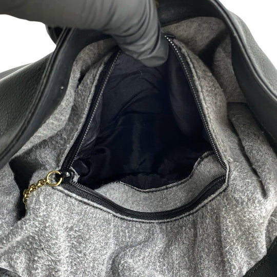 GUCCI Shoulder Bag leather black Bamboo Old Gucci