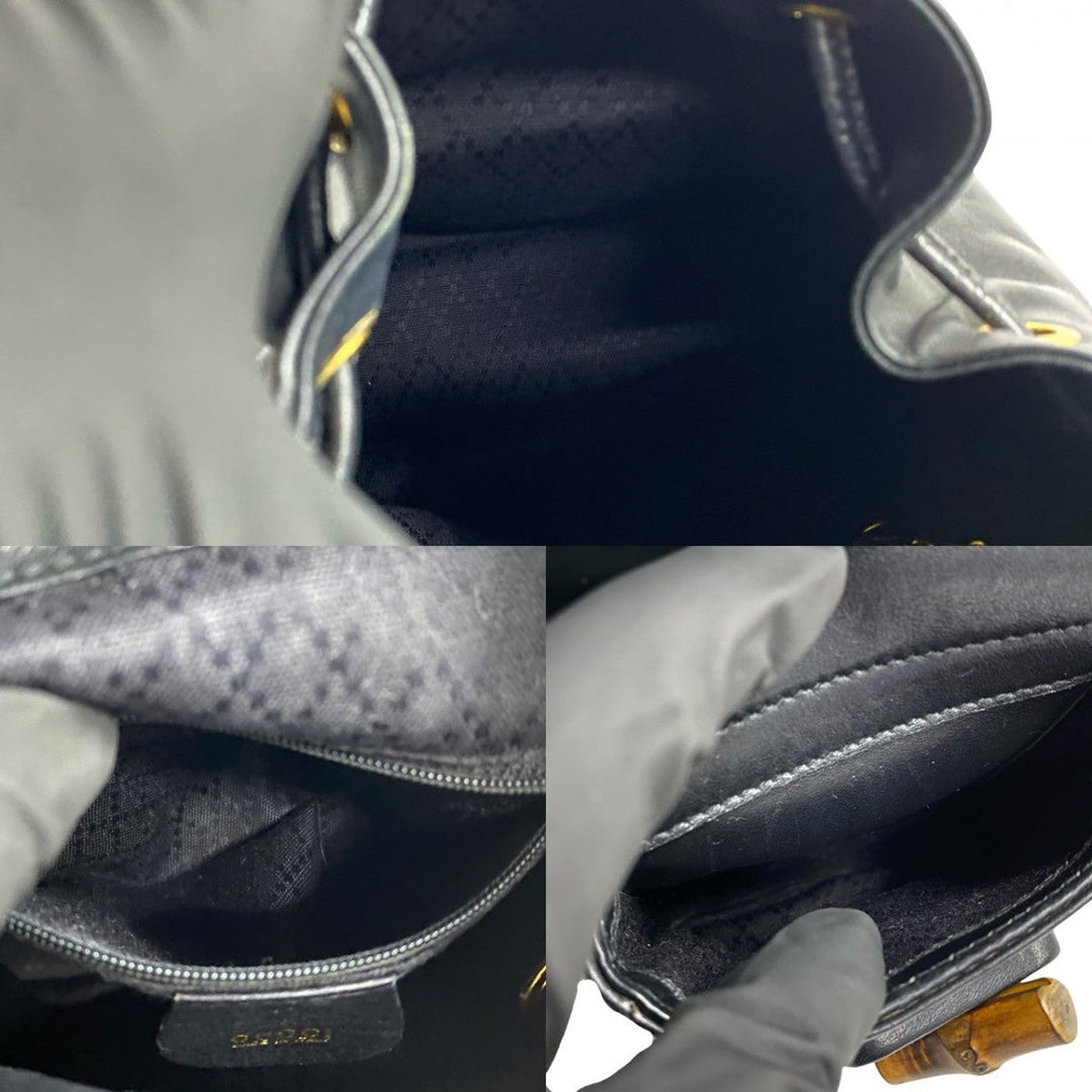 GUCCI Backpack leather black Bamboo