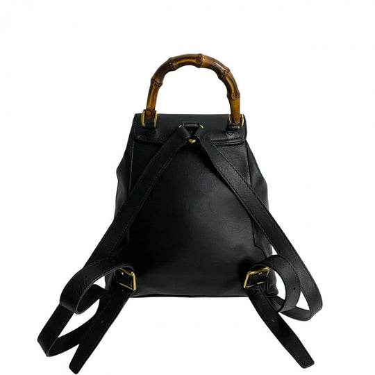 GUCCI Backpack leather black Bamboo