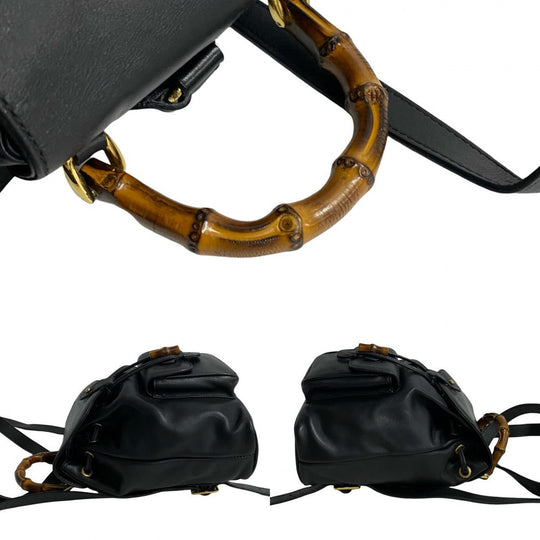 GUCCI Backpack leather black Bamboo