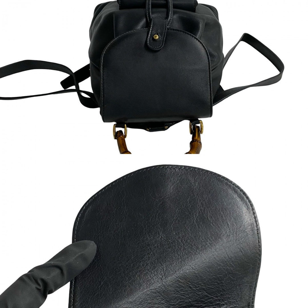 GUCCI Backpack leather black Bamboo