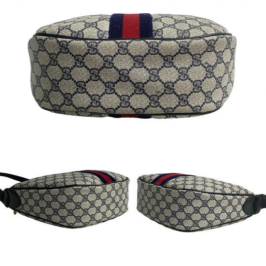 GUCCI Shoulder Bag leather Navy Sherry line