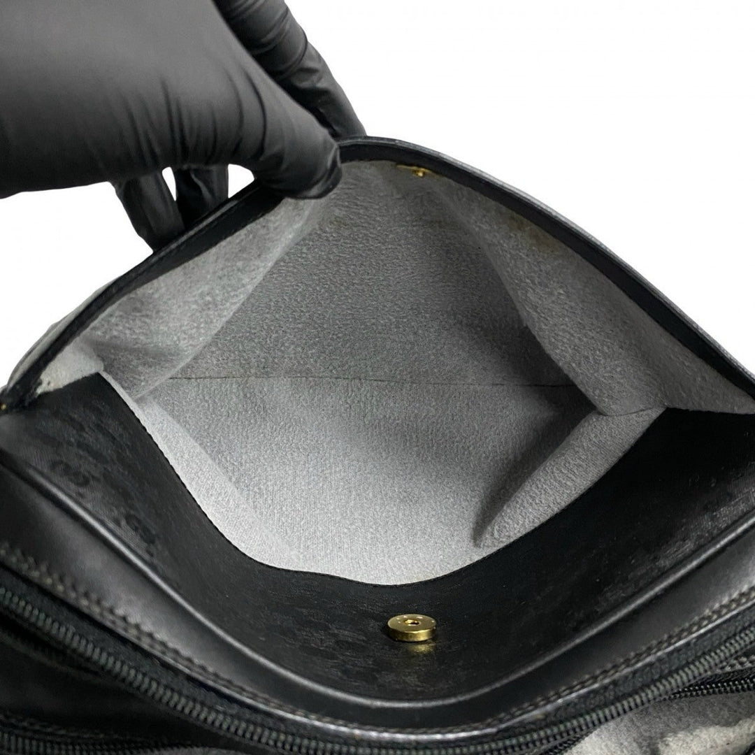 GUCCI Shoulder Bag leather black Sherry line Old Gucci