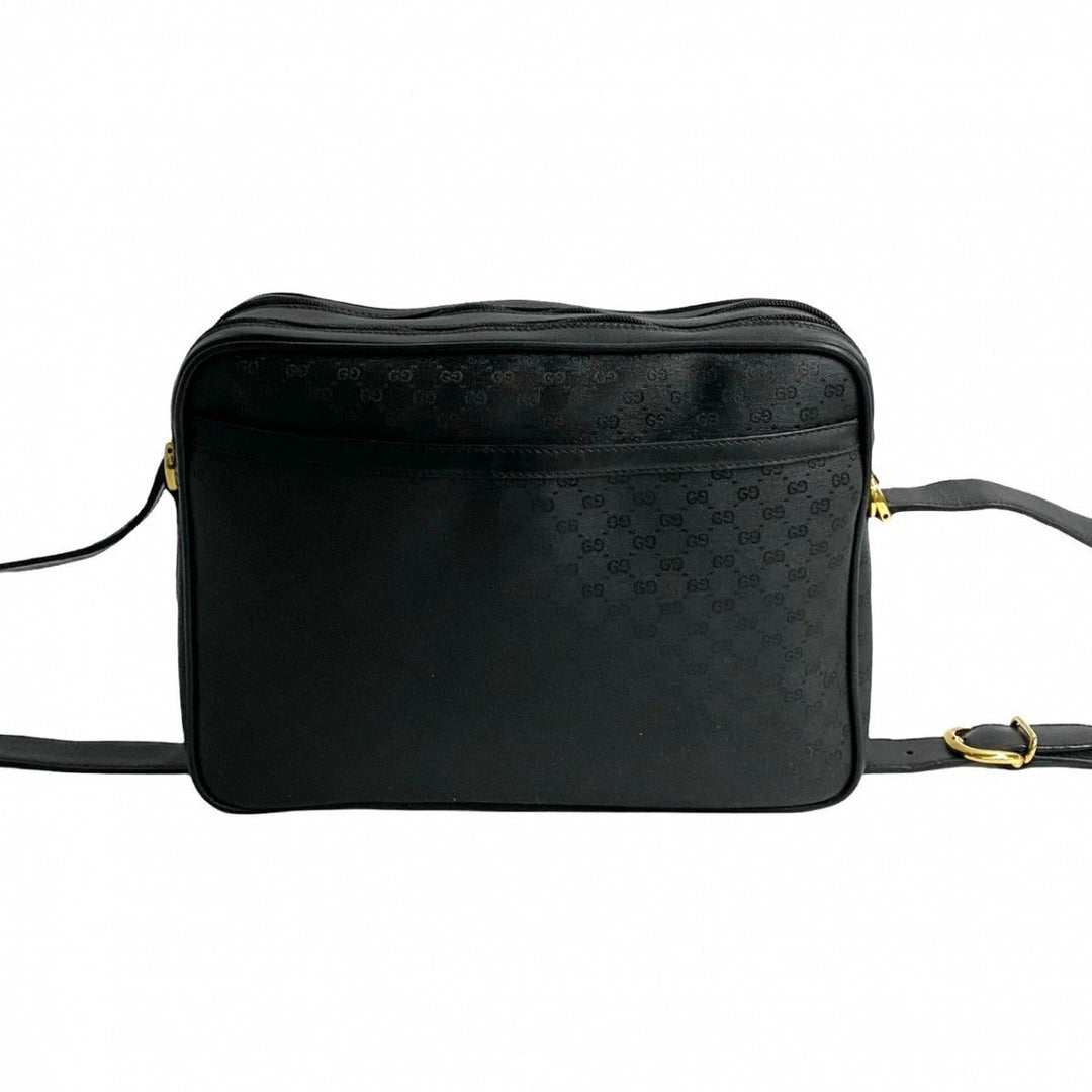 GUCCI Shoulder Bag leather black Sherry line Old Gucci