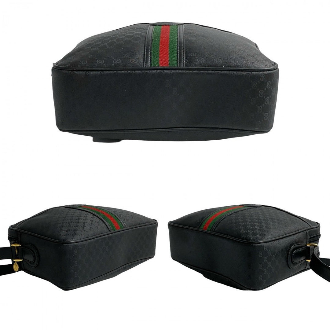 GUCCI Shoulder Bag leather black Sherry line Old Gucci